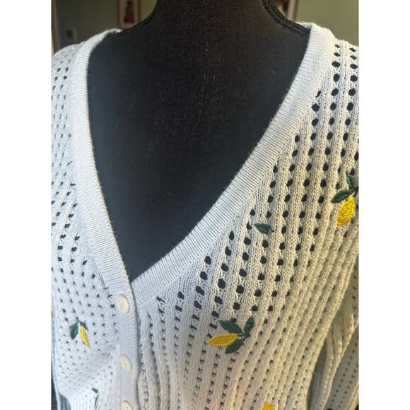Forever 21 Lemon Blue Knit Cardigan – Size 0 - Picture 3 of 7